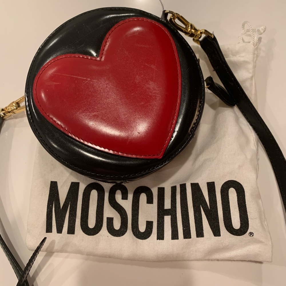 Vintage Moschino Red and Black leather Heart Bag